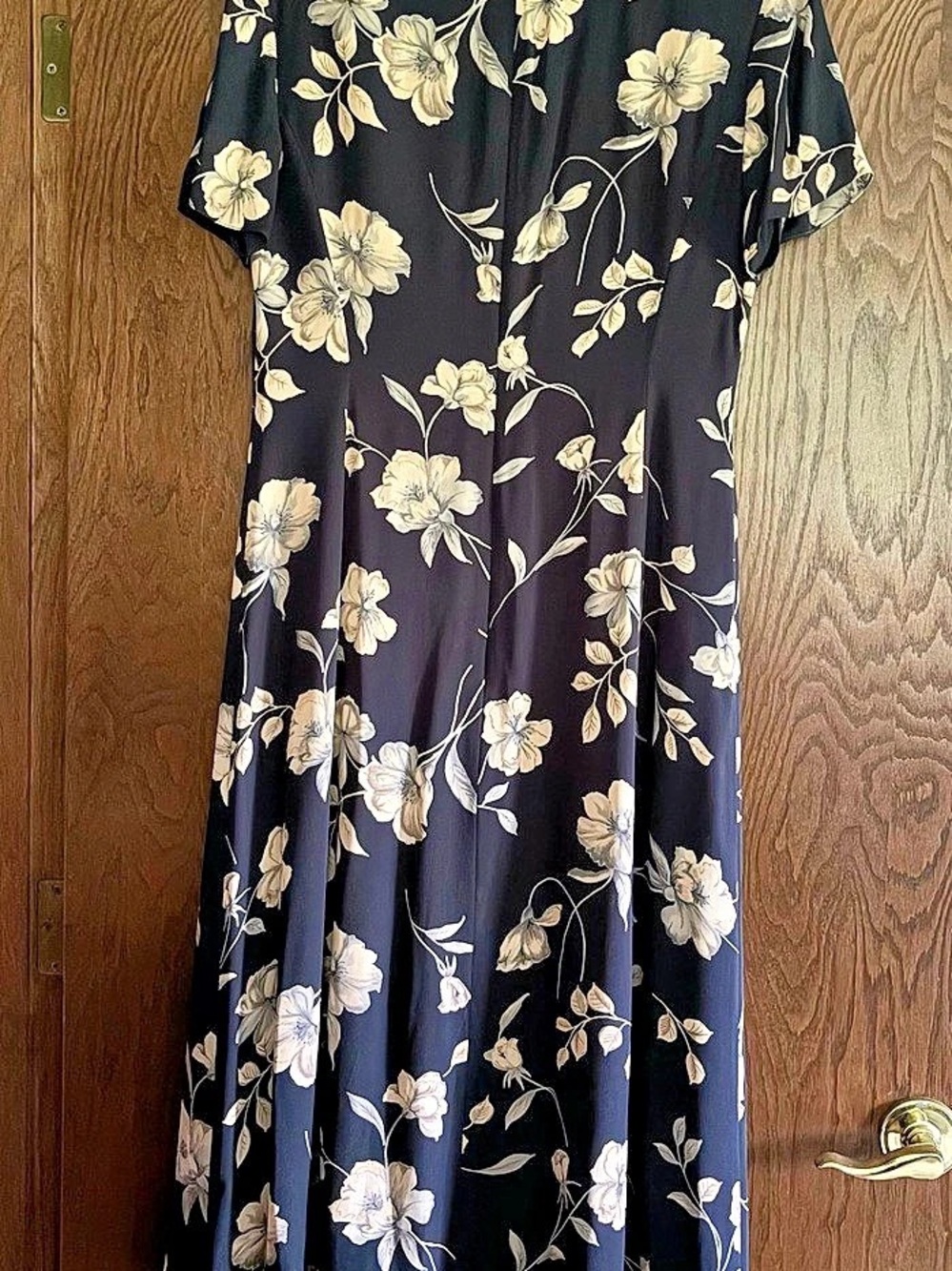 Talbots Floral Midi Dress in Black & Beige Size 8